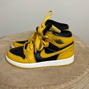 Jordan Black and Yellow Sneakers Premium Leather High-Top